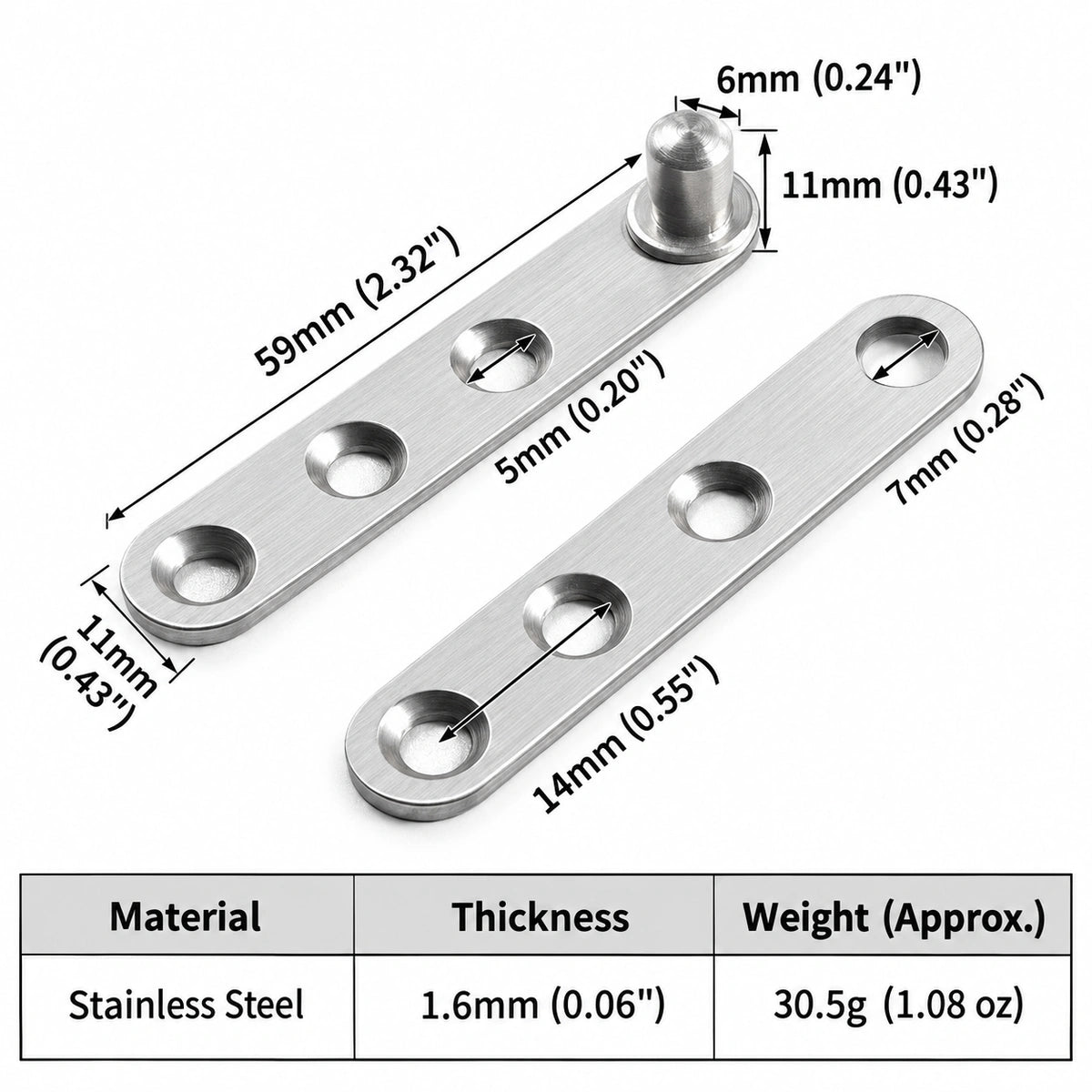 Stainless Steel 360° Pivot Door Hinges, Top and Bottom Mount