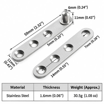 Stainless Steel 360° Pivot Door Hinges, Top and Bottom Mount