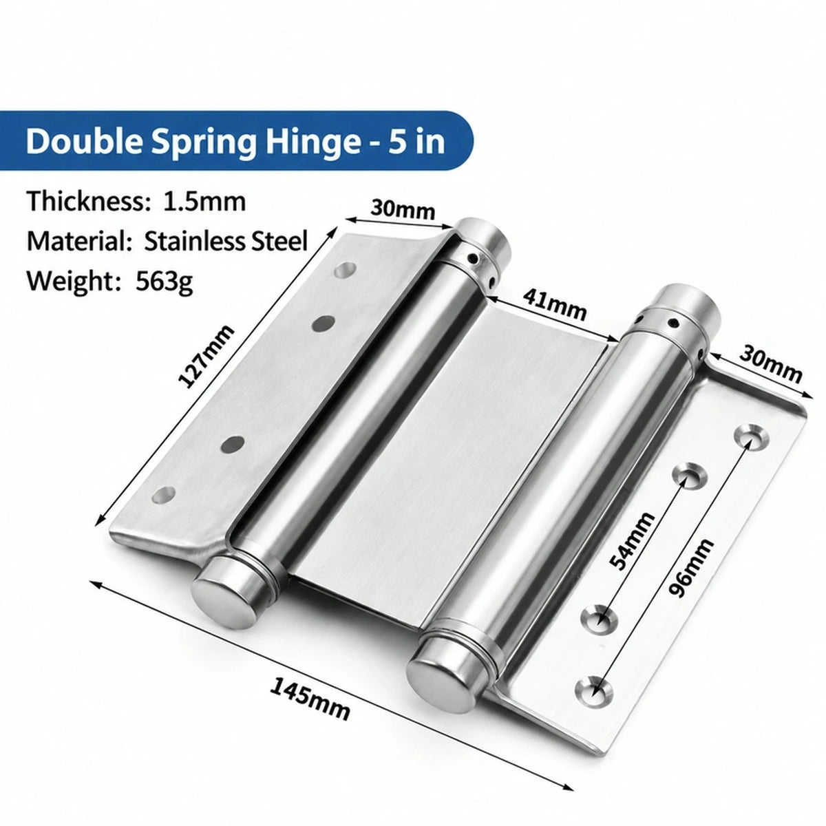 Stainless Steel Double-Action Spring Door Hinges, Self-Closing, 3-Inch to 8-Inch