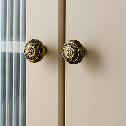 Bronze Floral Rosette Cabinet Knobs for Drawers