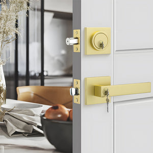 Keyed Entry Door Handle and Deadbolt Set for Exterior Doors