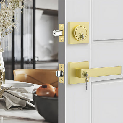 Keyed Entry Door Handle and Deadbolt Set for Exterior Doors