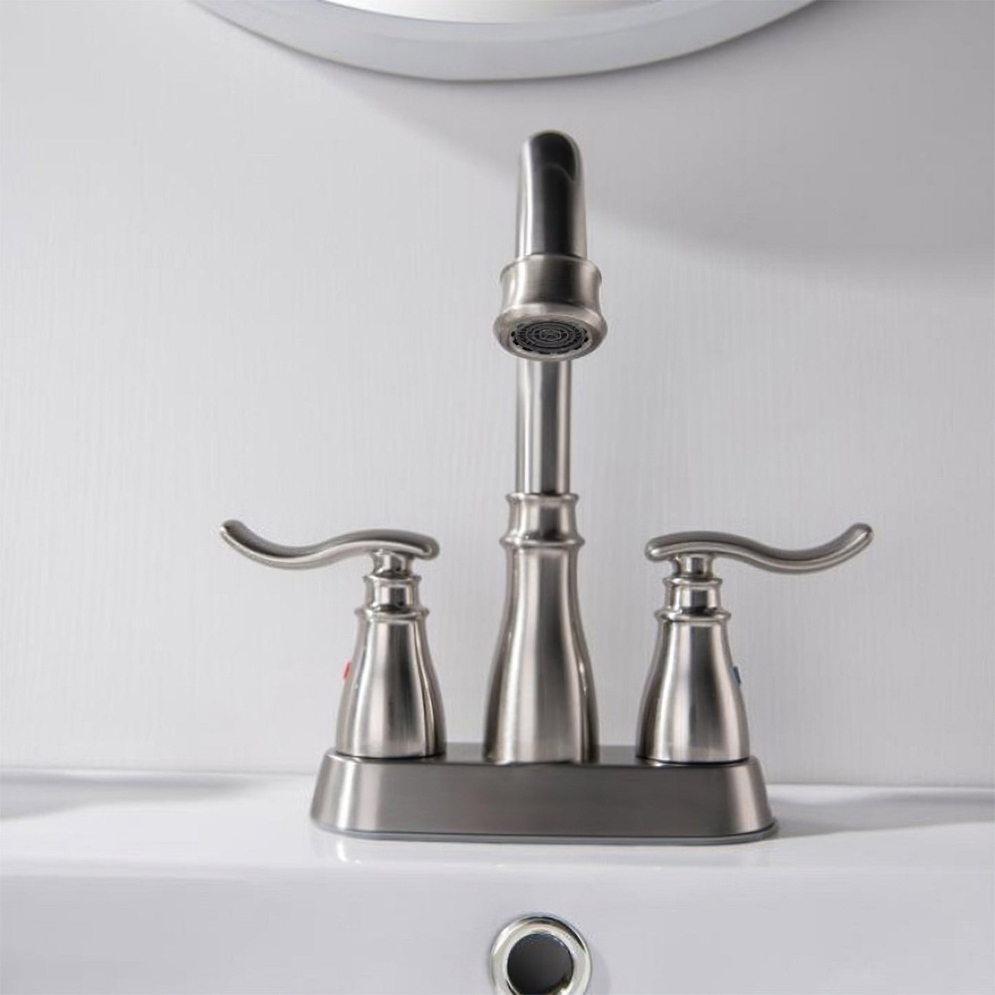 Nexora Classic 3-Hole Brass Hot and Cold Bathroom Sink Faucet