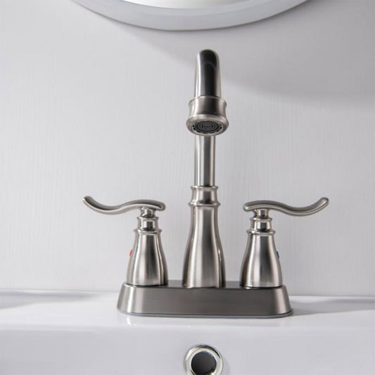 Nexora Classic 3-Hole Brass Hot and Cold Bathroom Sink Faucet