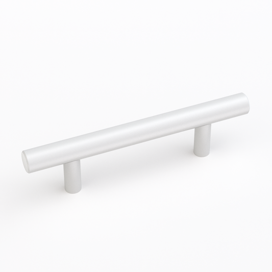 White Stainless Steel T-Bar Cabinet Pulls and Drawer Handles