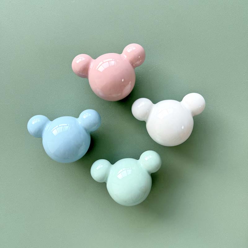 Colorful Ceramic Bear Cabinet Knobs