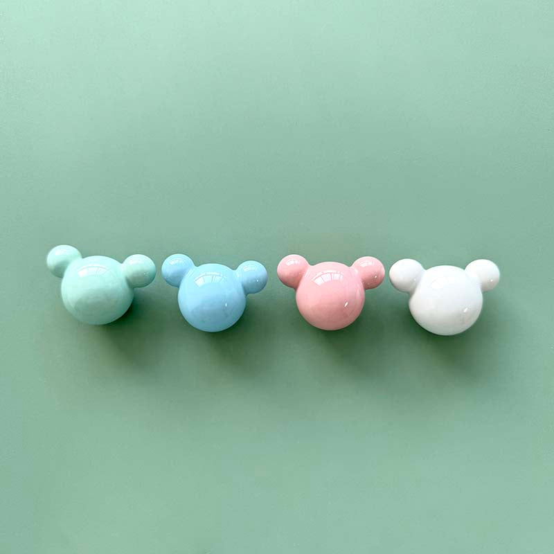 Colorful Ceramic Bear Cabinet Knobs