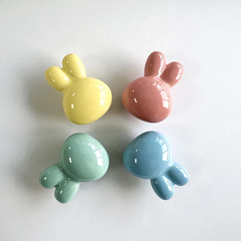 Colorful Ceramic Rabbit Cabinet Knobs