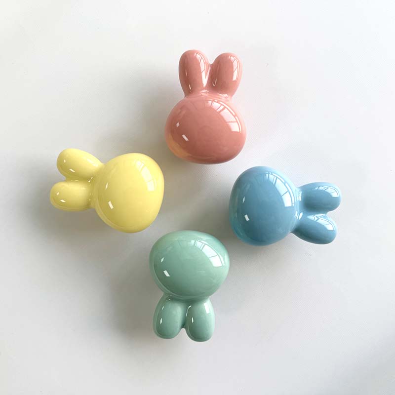 Colorful Ceramic Rabbit Cabinet Knobs