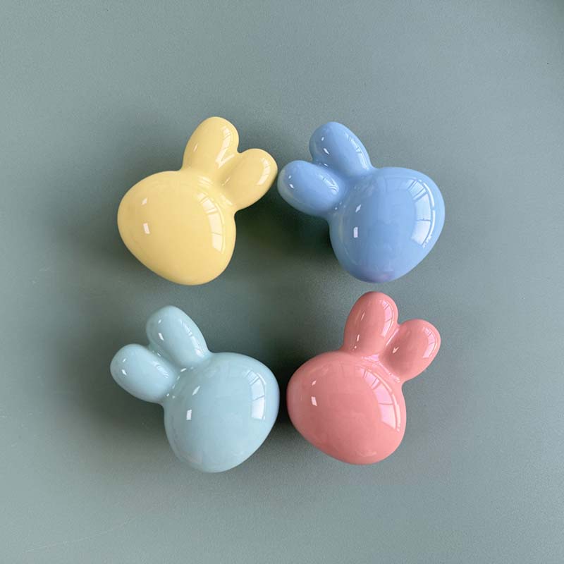 Colorful Ceramic Rabbit Cabinet Knobs