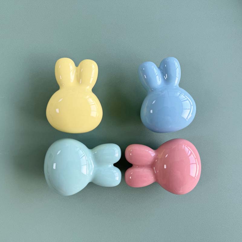Colorful Ceramic Rabbit Cabinet Knobs