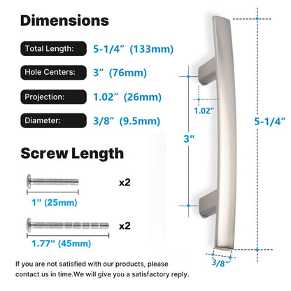 Multi-Finish Curved Cabinet Pulls for Kitchen Drawers
