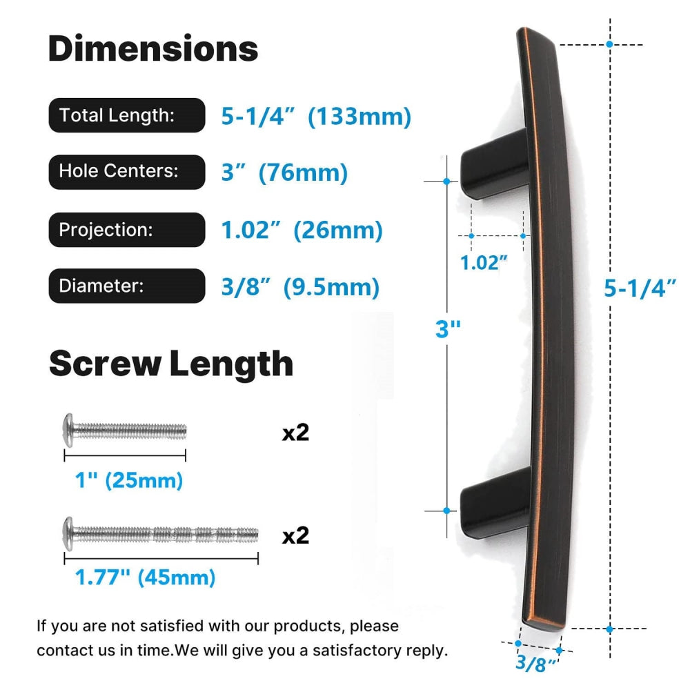 Multi-Finish Curved Cabinet Pulls for Kitchen Drawers