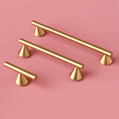 Brass Cabinet Pulls and T-Knobs with Cone Bases