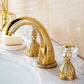 Retro Crystal Handles 3 Holes Widespread Bathroom Faucet