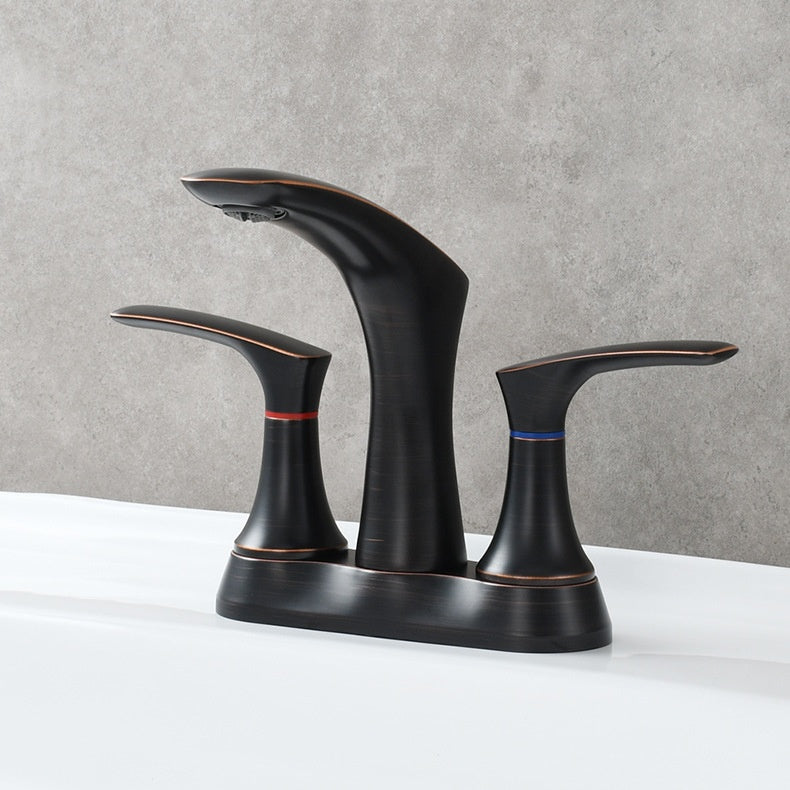 Space-Saving Modern 3-Hole Two-Handle Bathroom Sink Faucet