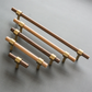 Walnut and Beech Wood Cabinet Pulls with Brass Bases