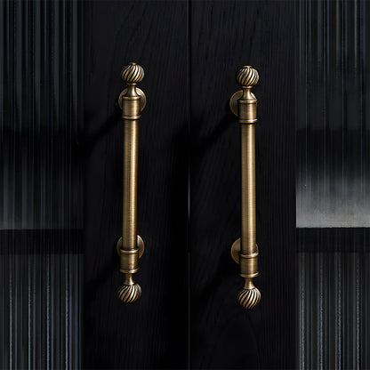 Bronze Ribbed Solid Brass Cabinet Pulls and Matching Knob