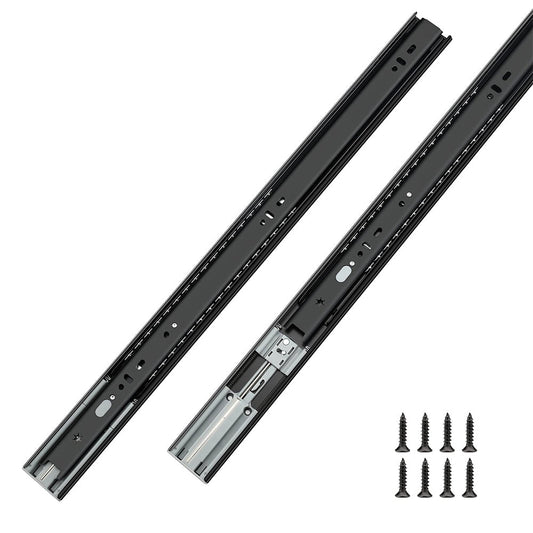 Black 3-Section Full Extension Soft Close Side Mount Ball Bearing Drawer Slides