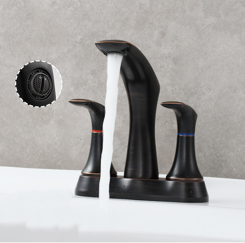 Space-Saving Modern 3-Hole Two-Handle Bathroom Sink Faucet