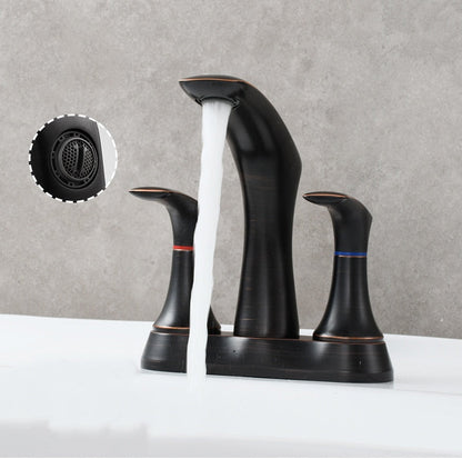 Space-Saving Modern 3-Hole Two-Handle Bathroom Sink Faucet