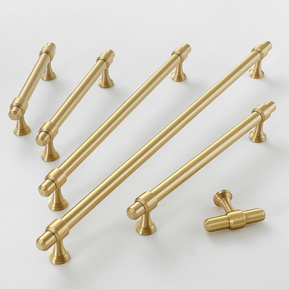 Brass Round Bar Cabinet Pulls, Drawer Handles, and Matching Knobs