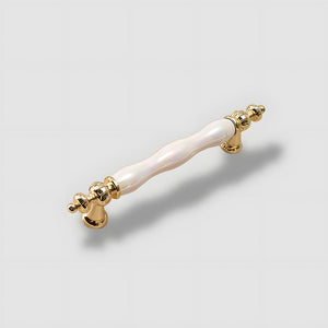 Colorful Ceramic Cabinet Pulls and Knobs with Gold-Tone Trim