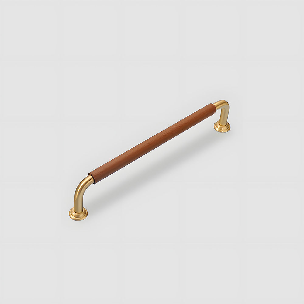 Leather-Wrapped Round Bar Cabinet Pulls and Door Handles