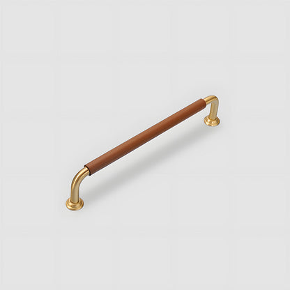 Leather-Wrapped Round Bar Cabinet Pulls and Door Handles