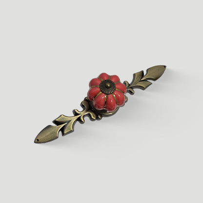Ceramic Pumpkin Cabinet Knobs with Leaf Backplate