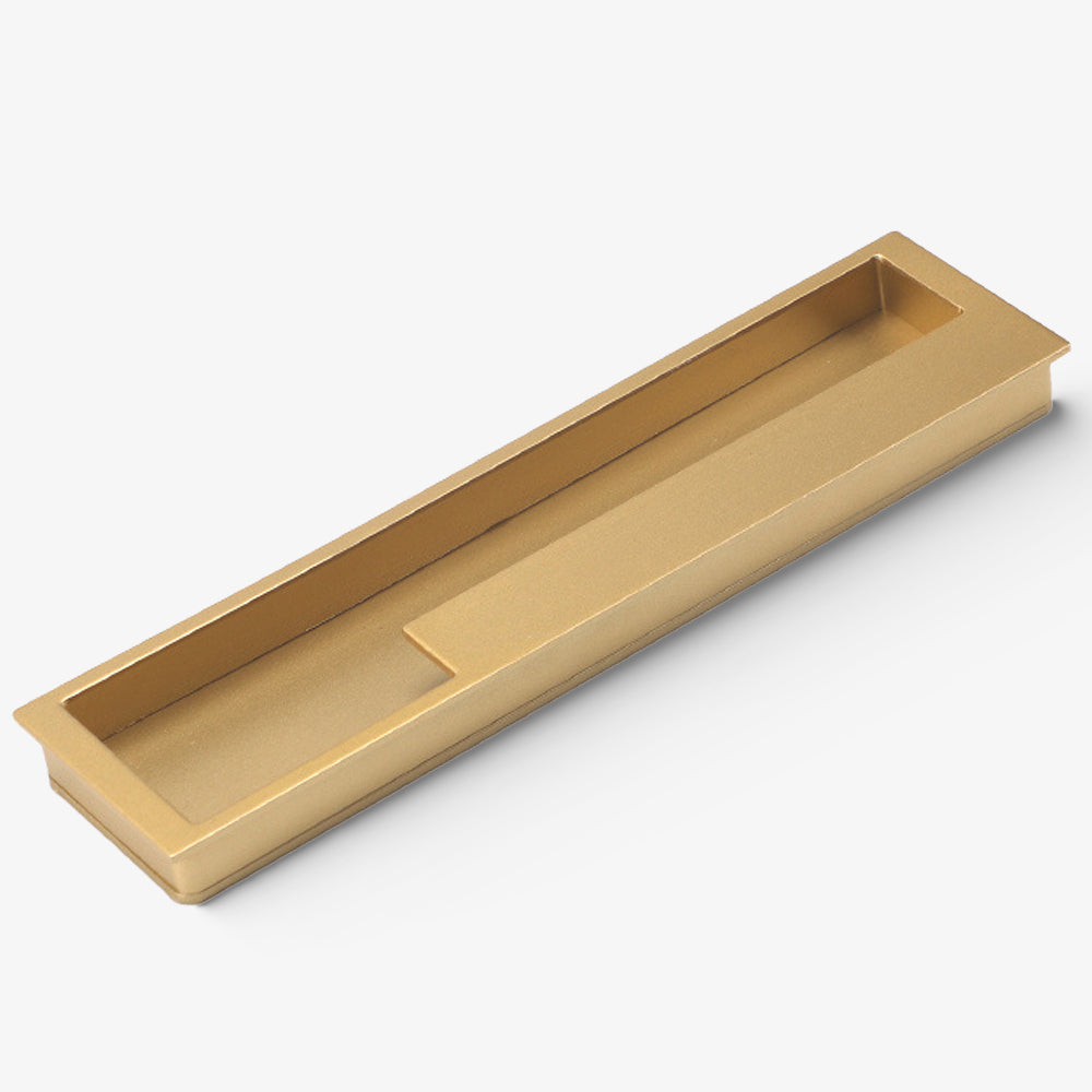 Slotted Recessed Cabinet Pulls in Gold, Black, and Gray