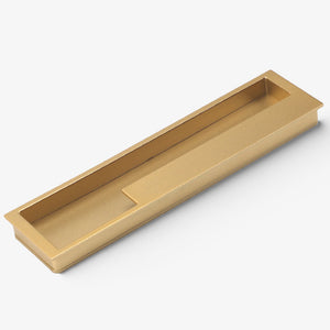 Slotted Recessed Cabinet Pulls in Gold, Black, and Gray