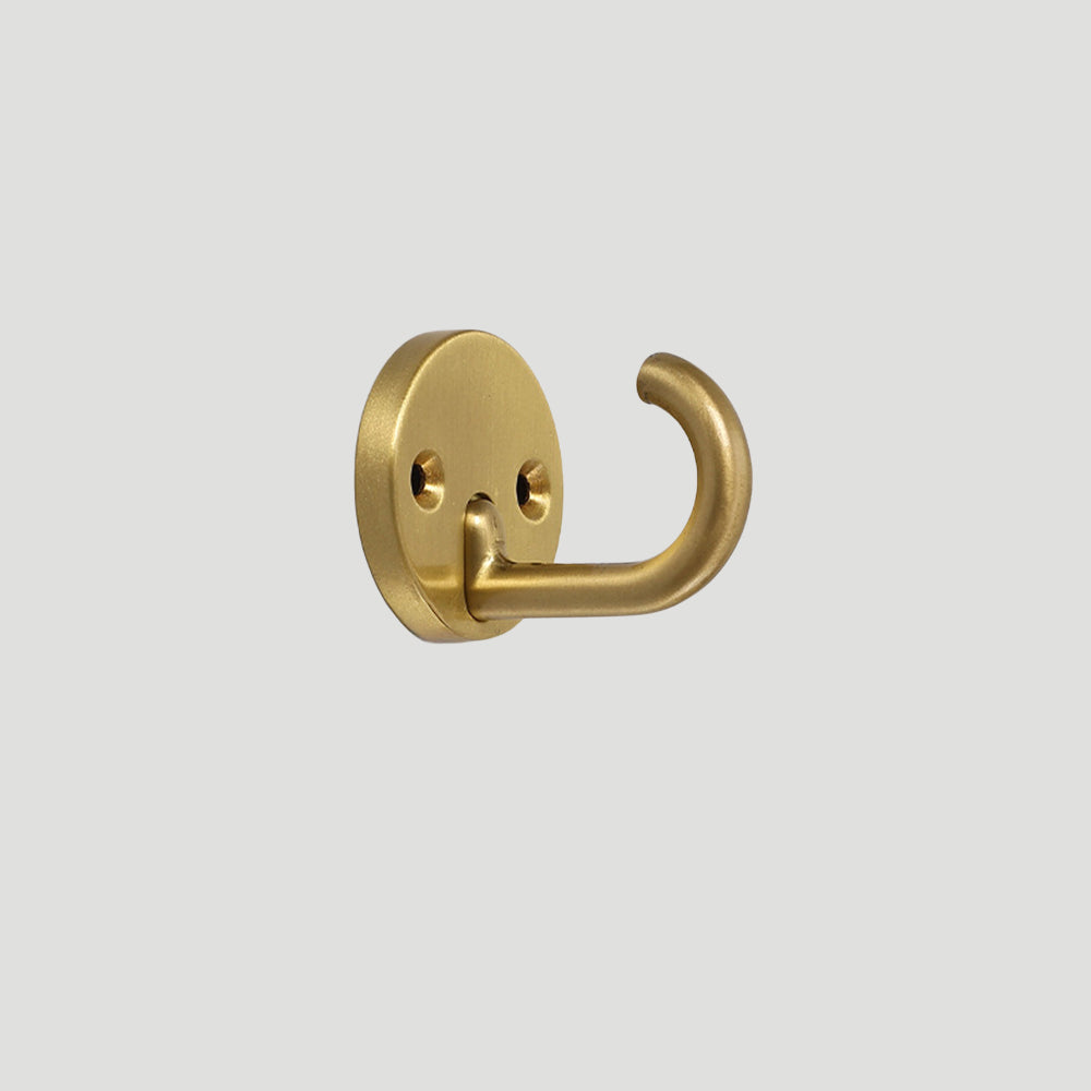 Solid Brass Round-Base Wall Hooks for Coats & Towels