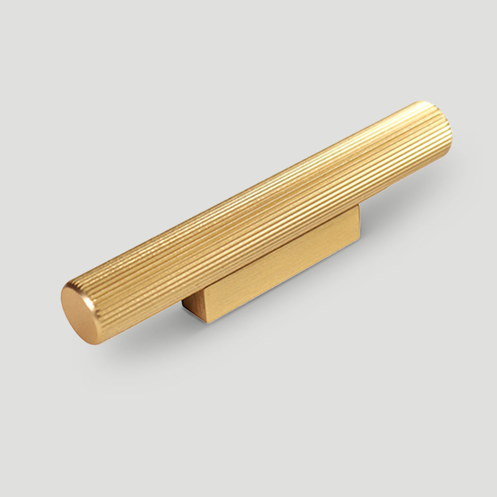 Gold / Gray Ribbed Round Bar Cabinet Handle and Drawer Pull