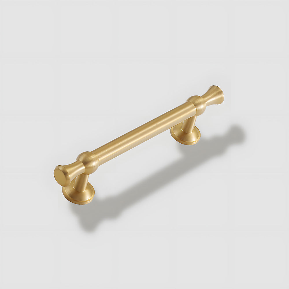 Gold-Finish Turned Brass Cabinet Handles and Knobs for Wardrobes