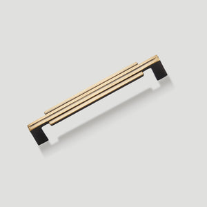 Ribbed Brass Cabinet Handles and Matching Knobs