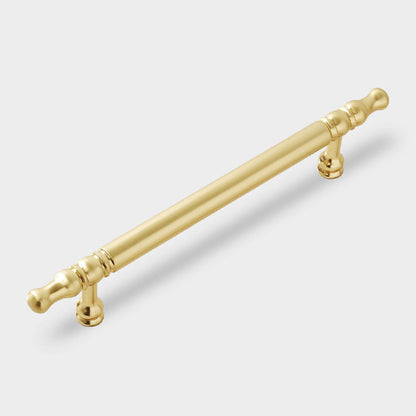 Gold Turned Round Bar Cabinet Handles and Drawer Pulls