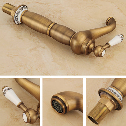 Aurex Retro Solid Brass Single Hole Bathroom Sink Faucet, Sink Mixer, Hot and Cold Water Tap
