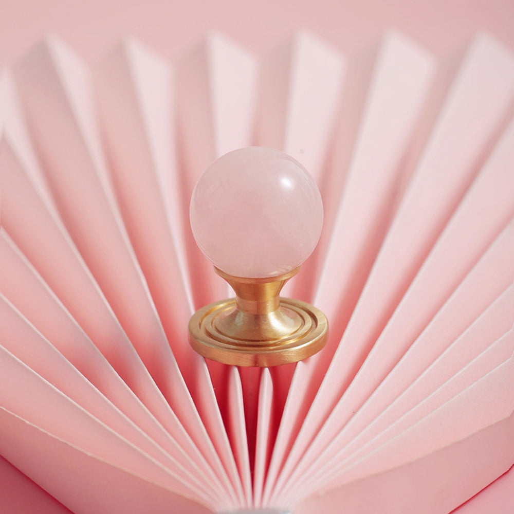 Pink Crystal Cabinet Pulls and Knob with Gold Finish