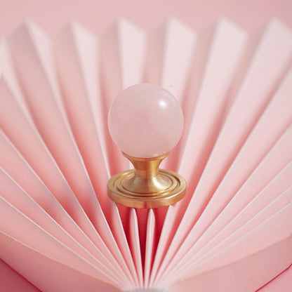 Pink Crystal Cabinet Pulls and Knob with Gold Finish