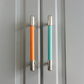 Colorful Leather Cabinet Pulls and Knobs, Stainless Steel