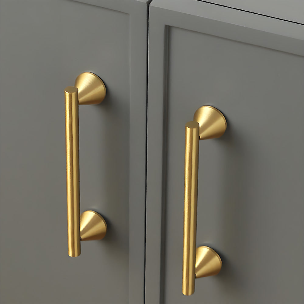 Brass Cabinet Pulls and T-Knobs with Cone Bases