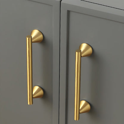 Brass Cabinet Pulls and T-Knobs with Cone Bases