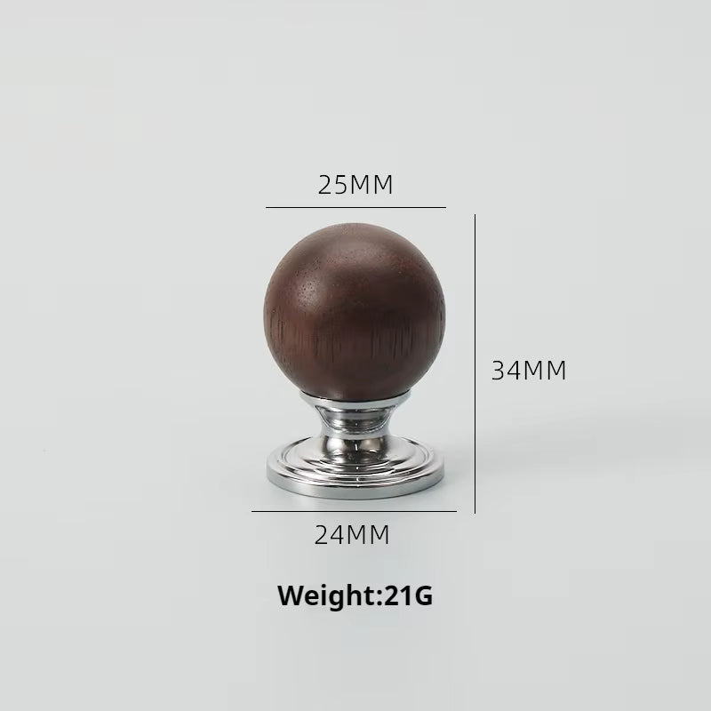 Chrome-Plated Brass and Walnut Cabinet Pulls and Knobs