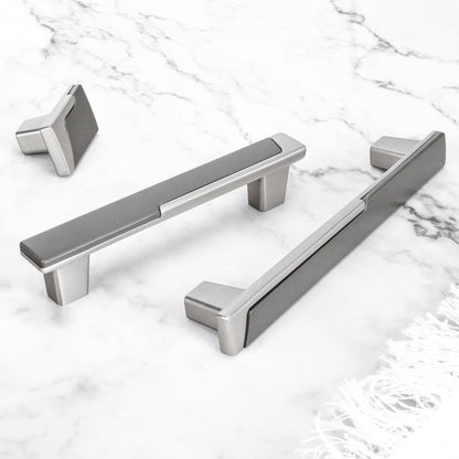 Modern Two-Tone Zinc Alloy Cabinet Pulls and T-Bar Knobs