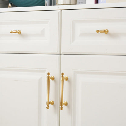 Gold Brass Round Bar Cabinet Handles with Ball Finials