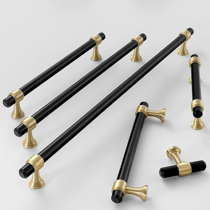 Brass Round Bar Cabinet Pulls, Drawer Handles, and Matching Knobs