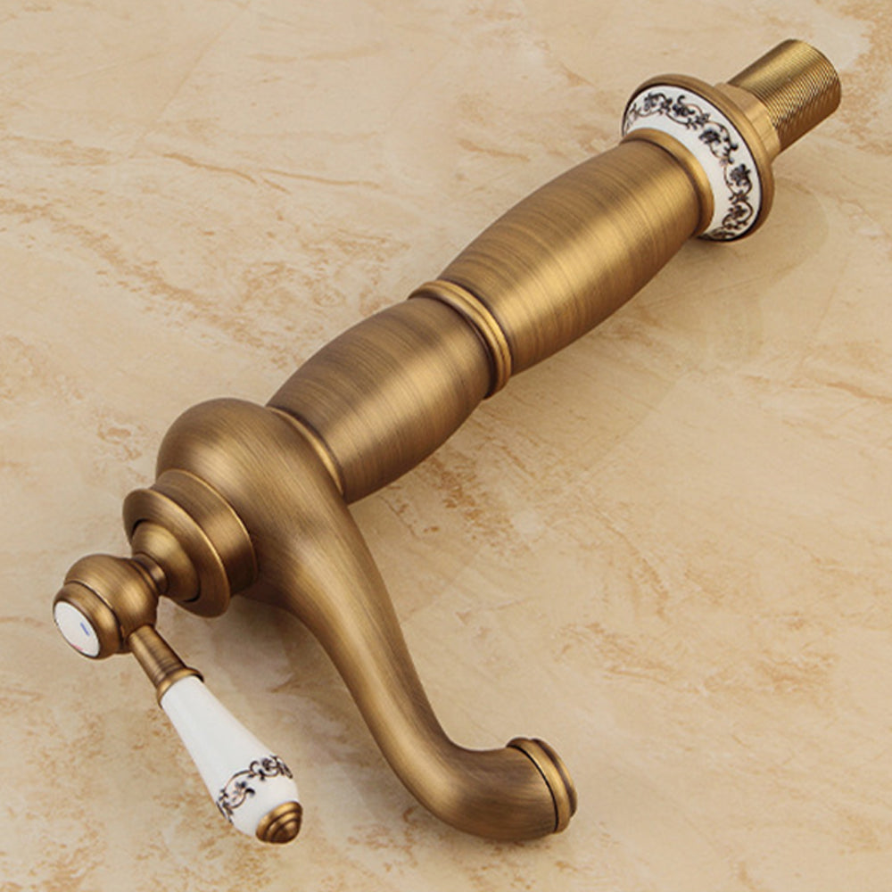 Aurex Retro Solid Brass Single Hole Bathroom Sink Faucet, Sink Mixer, Hot and Cold Water Tap