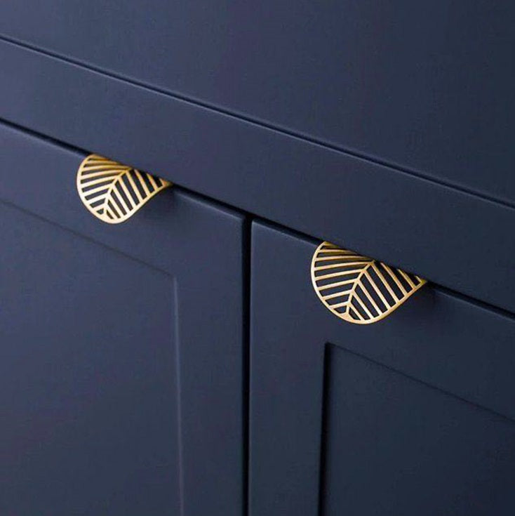 Gold Leaf Brass Cabinet Knobs for Drawers and Wardrobes