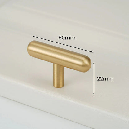 Satin Brass T-Bar Cabinet Knob, 50 mm